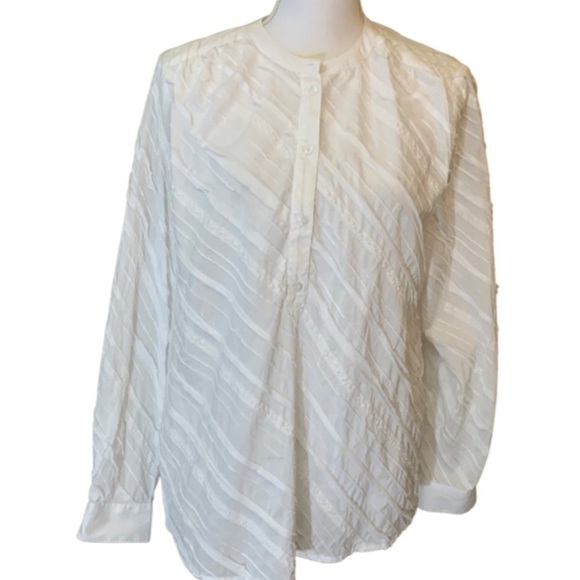 Sundance diagonal stitched tunic, medium, white, classic, minimalist, versatile - Picture 1 of 6